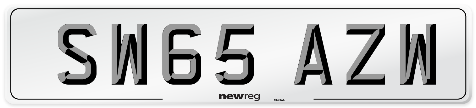 SW65 AZW Number Plate from New Reg